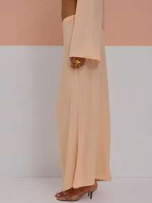 MUSERA Falda maxi de corte recto con cintura elástica, de ajuste holgado y fluido, ideal para primavera, verano, vacaciones, salidas y un look femenino y fresco - Rosa coral - Ver 3