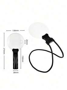 5X Magnifying Glass With 5.43in Diameter Magnifying Lens, Hands-Free Magnifying Glass For Reading, Adjustable Magnifier With Stand Neckwear For Seniors Low Vision When Sewing, Crafting, Cross Stitch, Inspection, Repair - Black - View 10