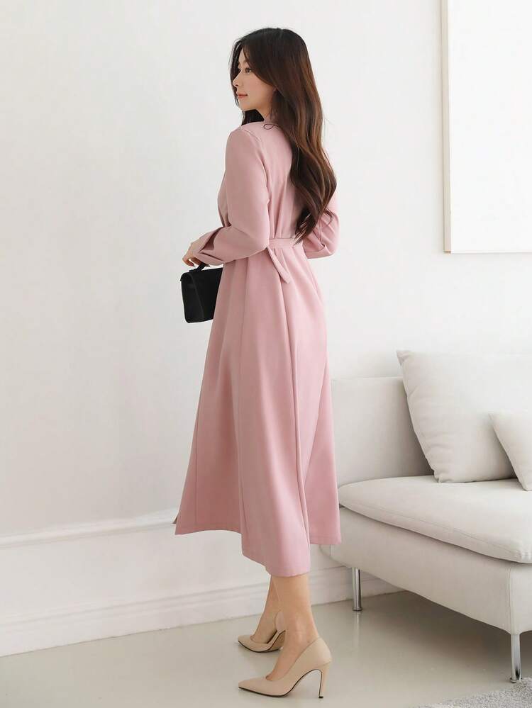 Spring New Romantic Cinched Waist Sundress, Elegant Women Dress