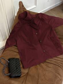 DAZY Women's Casual Commuter Solid Color Windbreaker - Burgundy - View 7