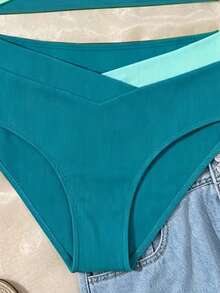 SHEIN Bộ bikini dành cho thiếu nữ, màu xanh bạc hà, chất liệu vải dệt kim phối nhiều mảnh, thiết kế chéo phía trước, gồm quần short và áo hai dây, kiểu dáng thời trang, thanh lịch, thích hợp cho bơi lội, kỳ nghỉ hè, bãi biển và hồ bơi. - Màu xanh lá cây đậm - Xem 5