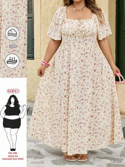 SHEIN CURVE+ Plus Size Women Casual Butter Yellow Dress,For Daily Commute,Date, Commute, Party,Fall /Autumn/Winter/Summer,Christmas,New Year,Thanksgiving,Party,Wedding,Beach,Graduati,Chic,Elegant,Casual,Going Out,Date,Appointment,Commute,Shining,Valentine's Day,Elegant ,Vacation,Casual,Y2k,Sexy, Summer Dresses