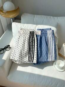 Comfortcana 2 chiếc quần short nữ phong cách đường phố thường ngày, phối màu tương phản, quần short chấm bi, mùa hè - Nhiều màu - Xem 6