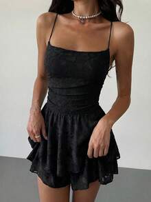 Aloruh Women's Sexy Solid Color Backless Camisole Romper For Summer - Black - View 7