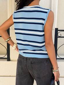 Siren Gaze Áo tank top kẻ sọc thường ngày dành cho nữ - Màu xanh lam - Xem 2