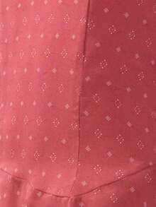 Nöista Polka Dot Pink Summer Elegant Romantic Brunch Printed Halter Mini Dress Cross-Neck Strap Texture Fitted Bodice Flared Skirt Party Vacation Date Night - Red - View 8