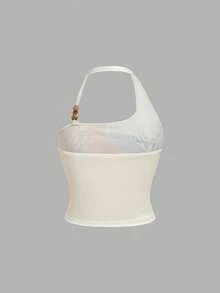 SHEIN MOD Áo hai mảnh kiểu yếm dành cho nữ cỡ lớn, in họa tiết hoa và đính cườm. - Nhiều màu - Xem 6