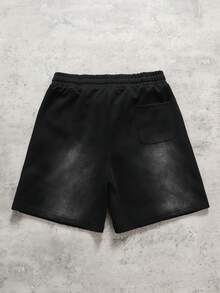 ROMWE MEN Street Life Men's Street Style Rhinestone Decor Drawstring Waist Loose Shorts - Black - View 7