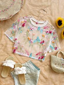 Soleia Summer Vacation Women Floral Embroidery Fashion Women Top - Multicolor - View 3
