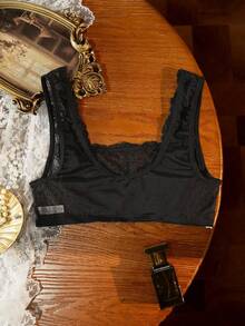SHEIN 1 chiếc áo ngực ren và lưới dành cho nữ - màu đen - Xem 7