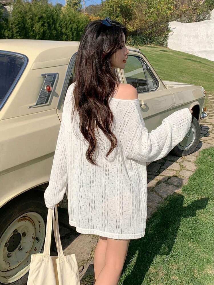 Women's Solid Color Round Neck Dolman Sleeve Loose Pullover Top