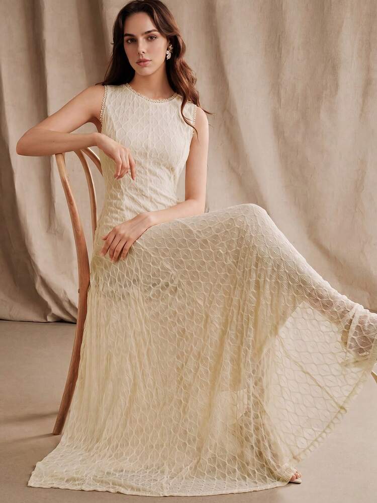 Women's Sleeveless Lace Patchwork Dress