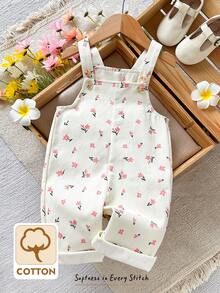 Cozy Pixies Bộ áo liền quần yếm in hoa cho bé gái, đa năng và thoải mái. - Màu be - Xem 8