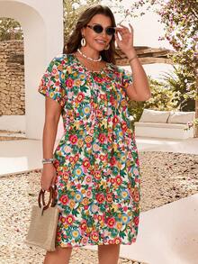 EMERY Vestido informal de talla de unicolor con botones delanteros, para el verano - lago azul - Ver 5