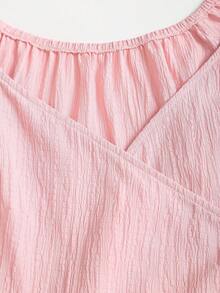 Sweetra Women's Elegant Sweet Tie-Waist Asymmetric Ruffle Hem Dress - Pink - View 7