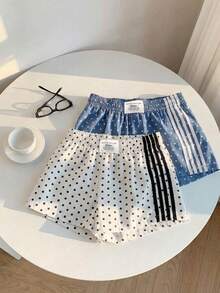 Comfortcana 2 chiếc quần short nữ phong cách đường phố thường ngày, phối màu tương phản, quần short chấm bi, mùa hè - Nhiều màu - Xem 5