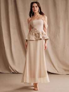 Anewsta Affair 女士新款优雅时尚高端晚礼服，适合多种场合，高品质奢华派对礼服，尽显优雅气质 - 杏色 - 查看 5