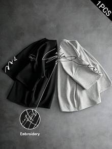 PAVTROS 男士标志性刺绣图案T恤，时尚刺绣设计，适合户外音乐节、休闲外出、送给男友/丈夫的礼物、周年纪念礼物，黑色 - 黑色 - 查看 3