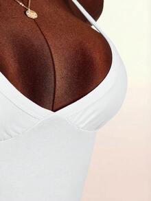 Amplova Áo lót nữ gợi cảm cúp tam giác có đệm mút, không lưng, không tay, ôm sát. - trắng - Xem 9