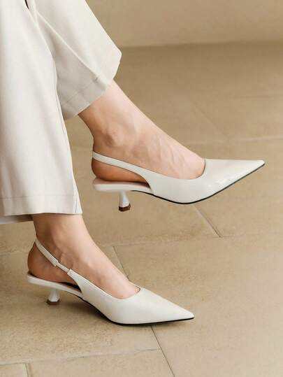 Alvarani Zapatos de tacón medio de unicolor para mujer, zapatos formales de tacón medio con punta puntiaguda de moda, zapatos de tacón medio con correa de tobillo de moda [Se recomienda pedir una talla talla grande]