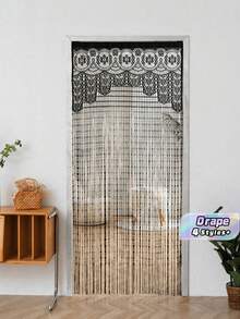 1pc Multi-Color Lace Woven Curtain, Party/Valentine's Day Flower Curtain, Tassel String Curtain - multicolor - View 1