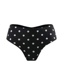 Swim Basics 女士波点印花泳裤，适合海滩度假 - 黑與白 - 查看 2