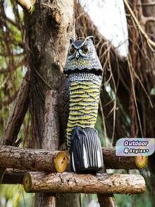 SHEIN 1PC Rotating Head Owl Scarecrow, Plastic Bird Repellent, Outdoor Pest Control Design Garden Protector, Outdoor Decorations, Squirrels And Mice! Perfect For Your Garden, Porch Or Balcony - Multicolor - View 2
