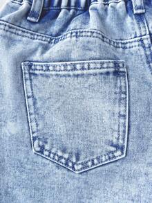 SHEIN 3件組青少年女孩白色、藍色、粉色破洞牛仔短褲 Y2K 夏季淺色水洗寬鬆休閒街頭牛仔長短褲，低腰牛仔短褲，舒適且時尚，休閒街頭風，夏季，適合春夏季穿著，優雅度假風，春假夏季海灘度假穿著，夏季短褲，白色休閒短褲，適合音樂節、海灘、畢業典禮、度假、派對、婚禮、畢業舞會、生日、休閒度假 - 彩色 - 查看 4