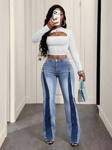 SHEIN Slayr Quần jeans nữ dáng ôm, thiết kế khóa kéo, kiểu dáng thường ngày, đã qua xử lý giặt. - Hồng - Xem 1