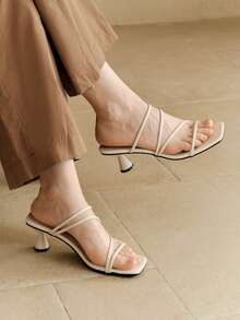 Women Heeled Sandals - Krem - View 3