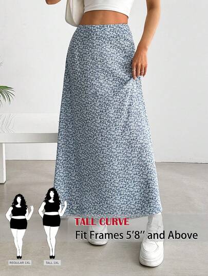 SHEIN Tall CURVE 大码夏季碎花高腰迷你裙