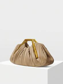 MOTF PREMIUM Borsa elegante plissettata da donna, hardware raffinato, versatile per appuntamenti e pendolarismo - Albicocca - Visualizzare 2