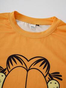 GARFIELD | SHEIN Herren Casual Süß Rundhals Kurzarm Top und Shorts mit Kordelzug Taille und Tasche Pyjama Set - Gelb - Übersicht 3