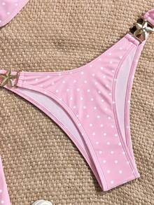 Swim Mod Women's Summer Vacation Beach Polka Dot Starfish Decor Halter Bikini Set - Multicolor - View 5