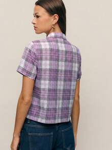 Nöista This Girly Top Features A Stand-Up Collar With Chinese-Inspired Elements.Three Buttons Add An Oriental Touch.The Short-Sleeved, Straight Fit. - Mauve Purple - View 4