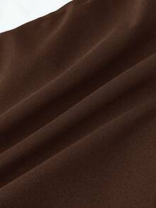 SHEIN Kids Teen Girl Keyhole Design Halter Swimwear Set, Suitable For Swimming, Holiday, Summer Beach Wear Chocolate Brown Casual - Brown - View 5