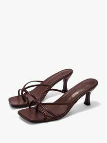 Alvarani Women's Thong High Heel Sandals, Fashion Open Toe Flip Flops For Dresses, Summer - Brown - View 9