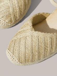 Styleloop Women's Wedge Heel Platform Sandals, Straw Hemp Rope Wedge Heel Closed Toe Sandals Women's Casual High-Heeled Women's Shoes, Holiday Atmosphere, Summer Wear, A Must For Travel Summer Shoes - Apricot - View 5