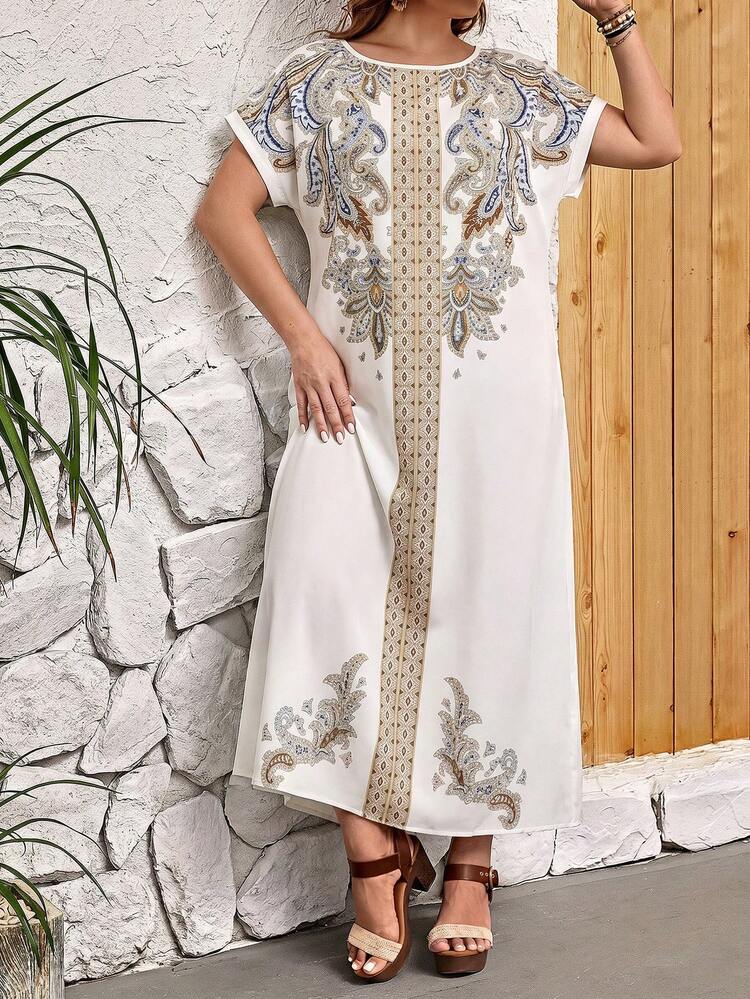 Plus Size Women Floral Print Casual Dress For Party And Outing Summer Summer Outfit For Women Festival Outfits For Women Beach Outfits For Women Vacation Outfits Women Holiday Outfits  For Women Country Concert Outfit Summer Dress