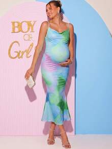 Loomaby Tie-Dye Casual Maternity Dress, Suitable For Vacation And Daily Wear - Multicolor - View 2