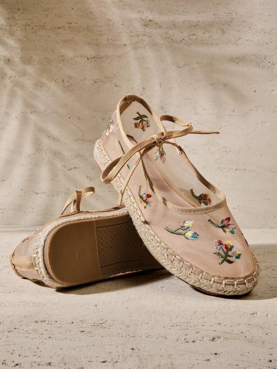 SHUZIA Women's Elegant Mary Jane Espadrilles Flats - Beige - View 1