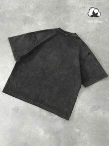 Manfinity EMRG Áo thun nam tay ngắn cổ tròn, in chữ, phong cách tối giản, chất liệu cotton, thích hợp cho mùa hè. - màu đen - Xem 3