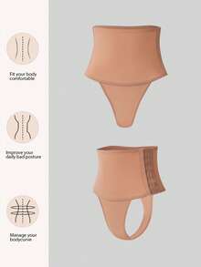 Women's Shapewear Bottom With Buttons, Tummy Control Panties - Khaki - View 4