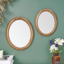 Cirelle 1pc Vintage Gold Ornate Oval Wall Mirror For Bathroom, Bedroom, Living Room, Traditional Victorian Rococo Style Decorative Carved Frame Hanging Mirror - 1PC - View 7