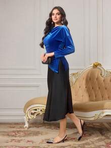 CUCCOO TILAWA Bow Rhinestone Decor Casual Minimalist Backless Women Pumps - Navy Blue - View 5