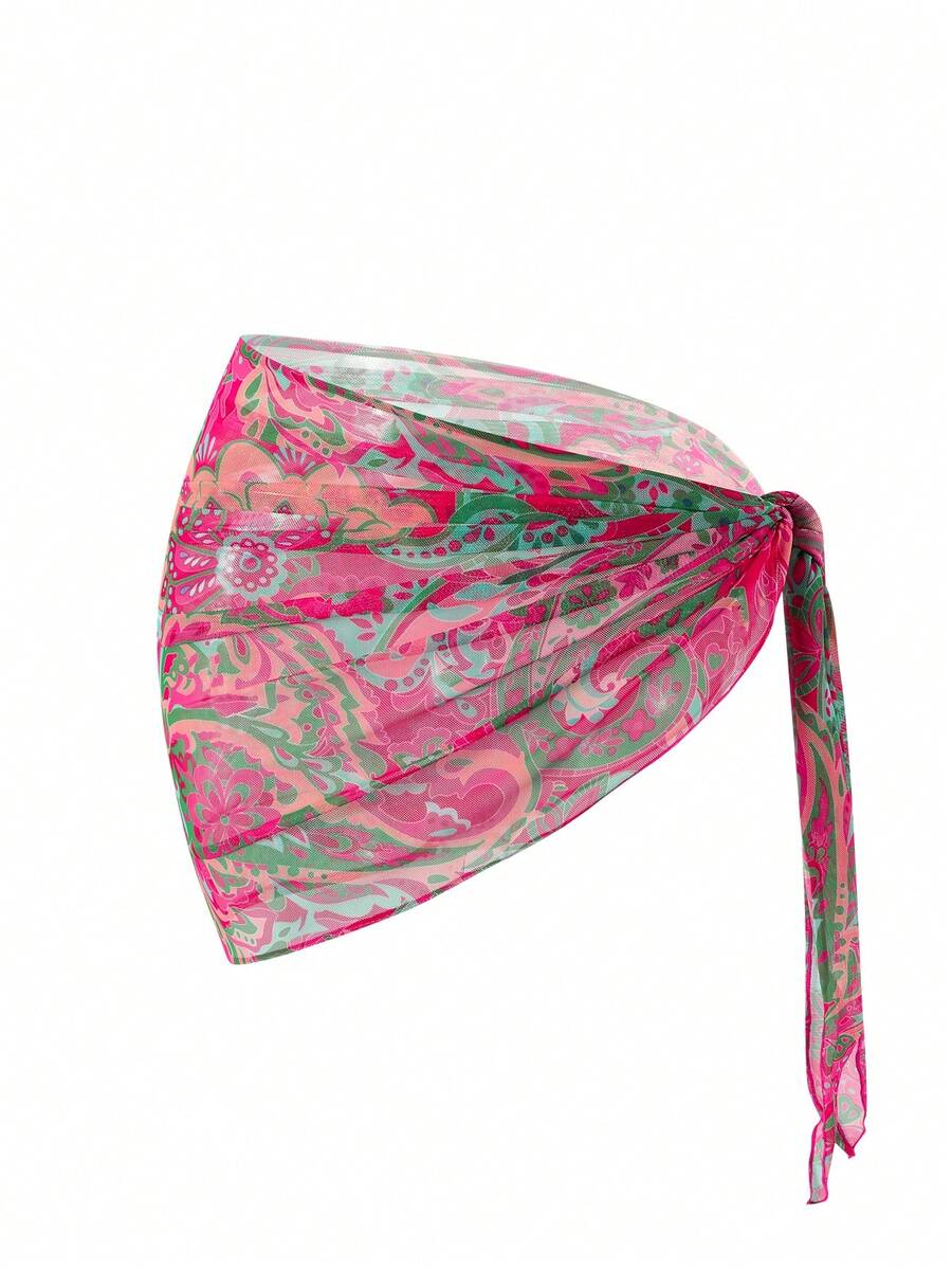 Swim Mod Women's Floral Print Tie Waist Cover-Up & Skirt Set (Print Varies) - Multicolor - View 1