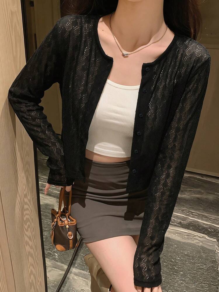 Women's Casual Loose Crew Neck Open Front T-Shirt