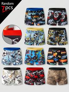 SHEIN GraphicGems Bộ 7 chiếc quần boxer nam phong cách thường ngày, in họa tiết graffiti. - Nhiều màu - Xem 4