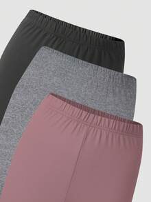 SHEIN 3件套少女黑色短裤，休闲外出时尚打底裤，少女奢华服饰，公主风，适合婚礼季，可爱花卉/局部装饰设计，无传统图案 - 彩色 - 查看 4