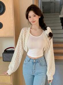 DAZY 女士商务休闲披肩领外套 - 米色 - 查看 5
